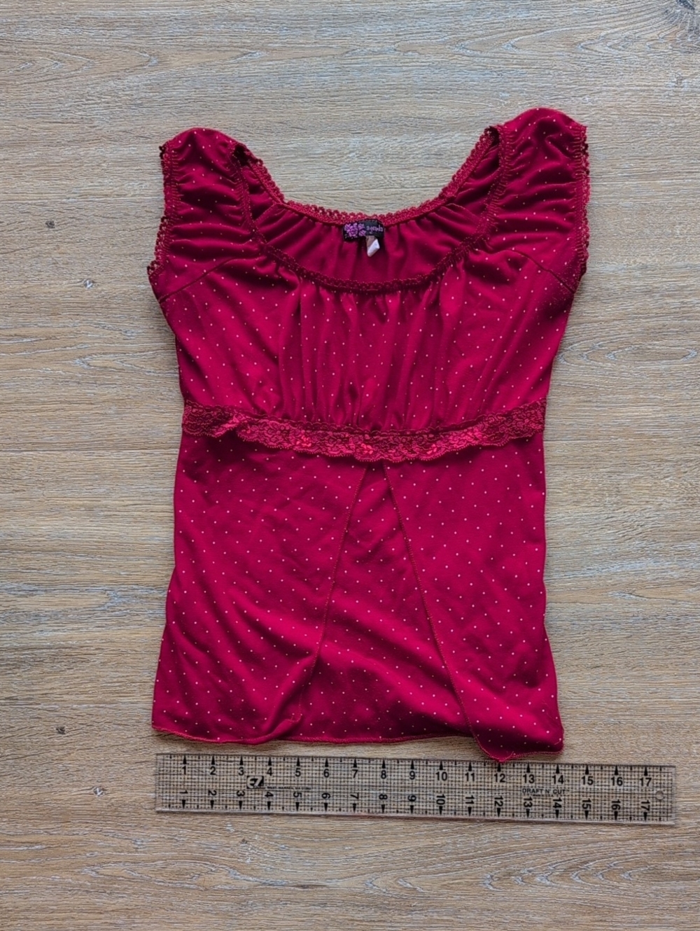 Agenda Red Polka Dot Lace-Trim Camisole